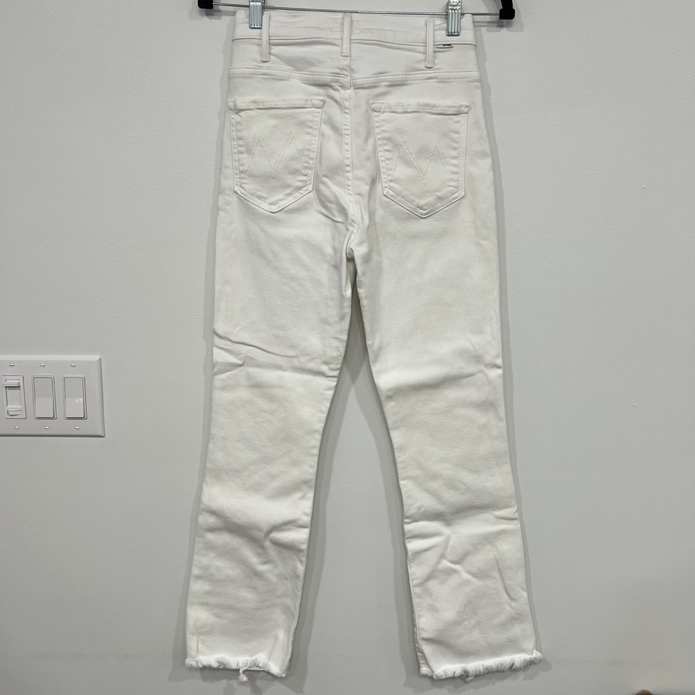 Mother Denim White Jeans 26 High Rise Raw Hem Cotton Blend Hustler Ankle Fray - Picture 2 of 6